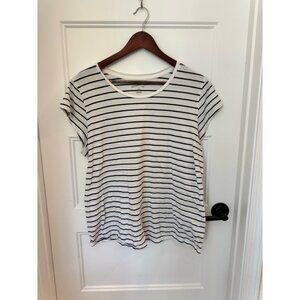Universal Thread B&W Striped Scoop Neck T-Shirt - Size XXL